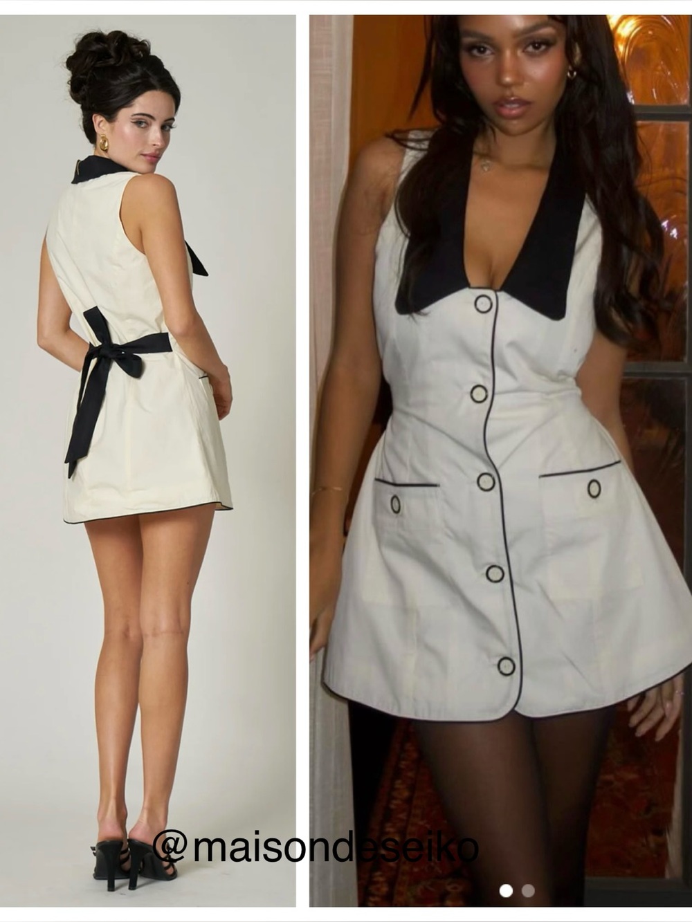 NWT Fait Par Foutch Mini Dress White Adrienna Tuxedo size M